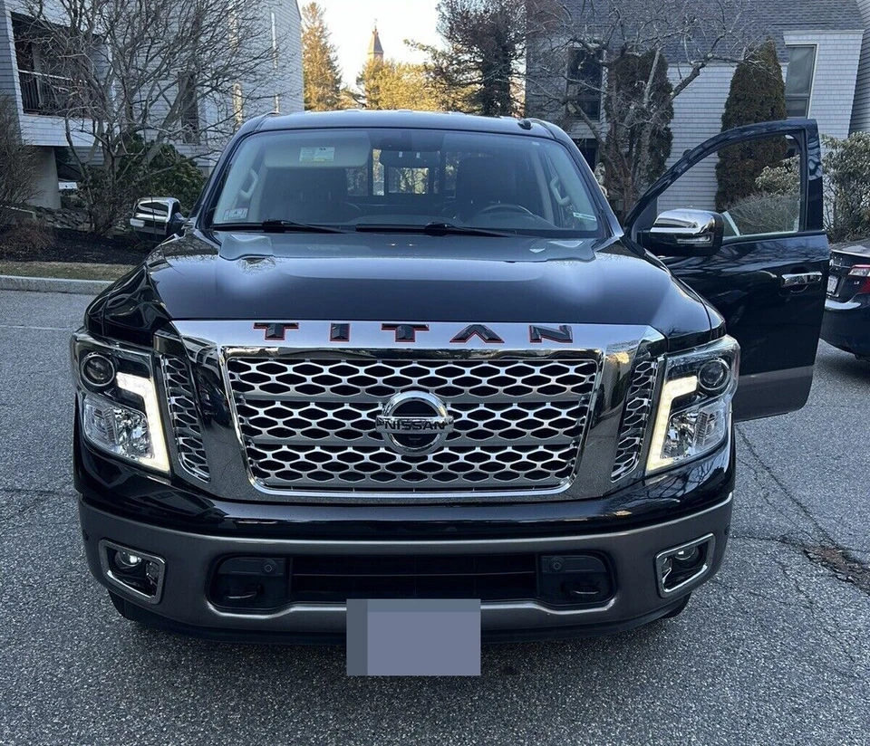 Black Red ABS Letters for Nissan Titan Front Grill Hood Inserts 2016 - 2019 - Image 2 of 4