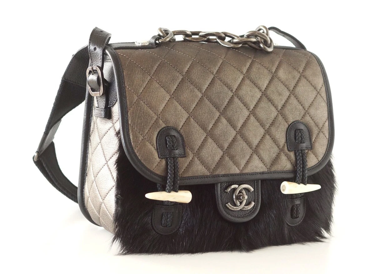 Chanel Paris-Dallas Limited Edition Cowboy Messenger Bag Quilted Calfskin W  Fur