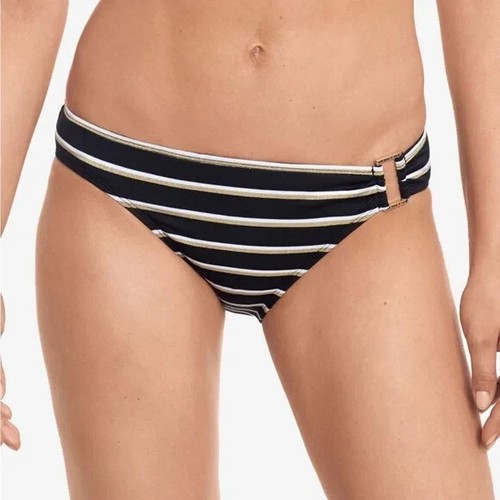 Ralph Lauren Black Dylan Striped Metallic-Ring Bikini Swim Bottom Plus Sz 16 NWT - Picture 2 of 6