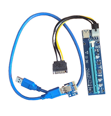 FebSmart PCI-E Riser PCIe Ver 006C 6 PIN 16x to 1x Powered Riser Adapter Card.
