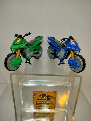 Bandai Power Rangers Mystic Force _ Green / Blue Flame Cycle Lot AS-IS 