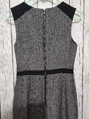 Banana Republic Dress Women's 0 Black White Tweed Straight Sheath Dark Academia - Picture 9 of 12