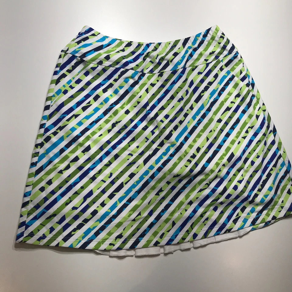 Falda corta Tail Tech azul blanco verde a rayas bolsillos deportivos dobladillo plisado talla S Foto 4 de 4