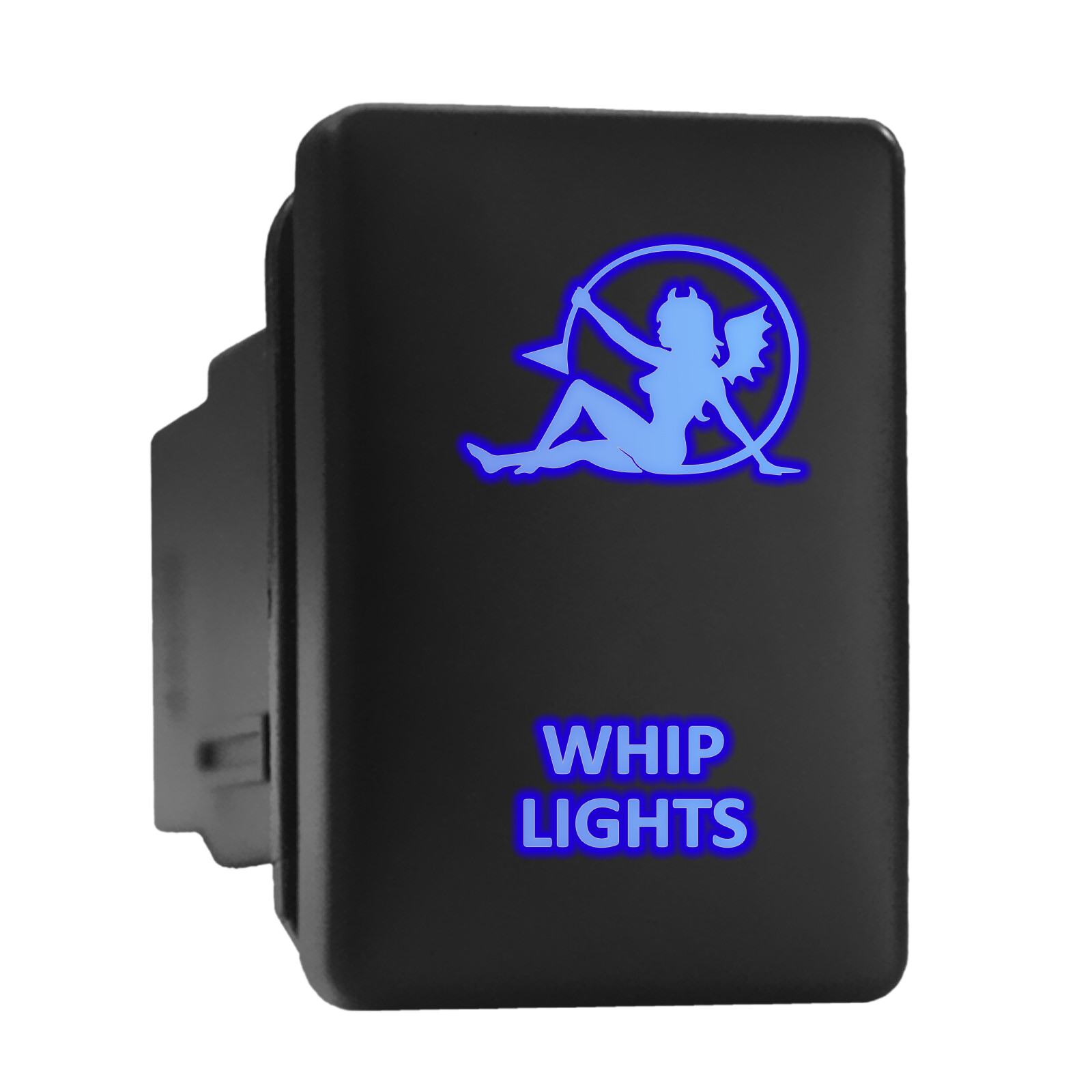 Blue LED Backlit Short Push Button Switch 1.28x0.87 for Toyota Whip Lights
