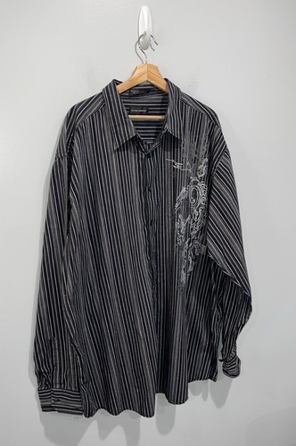 Michael Brandon men’s size 4XLT long sleeve shirt stripe with graphic print - Picture 2 of 12