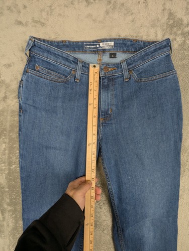 Carhartt Relaxed Fit Jeans Women's 6 Tall Straight Leg Blue Denim 5 Pocket NWOT - Picture 3 of 7