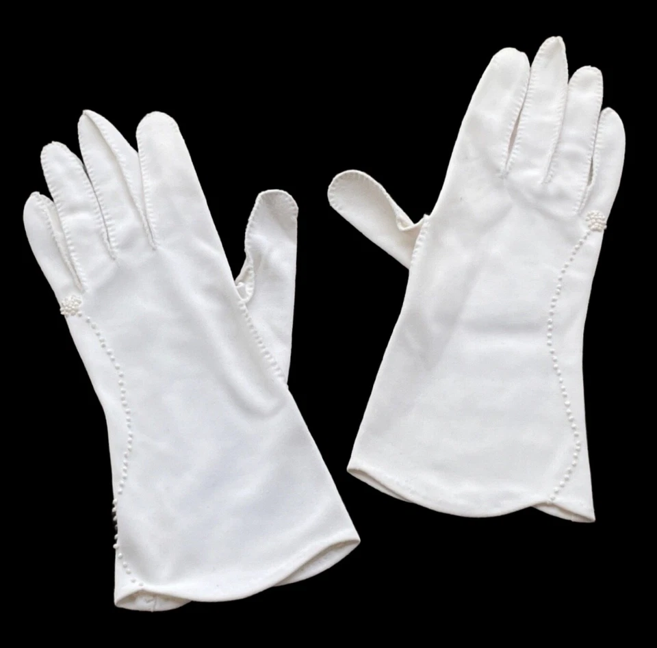 Guantes de verano vintage de algodón blanco para mujer vestir fiesta del té boda de lujo Foto 4 de 4