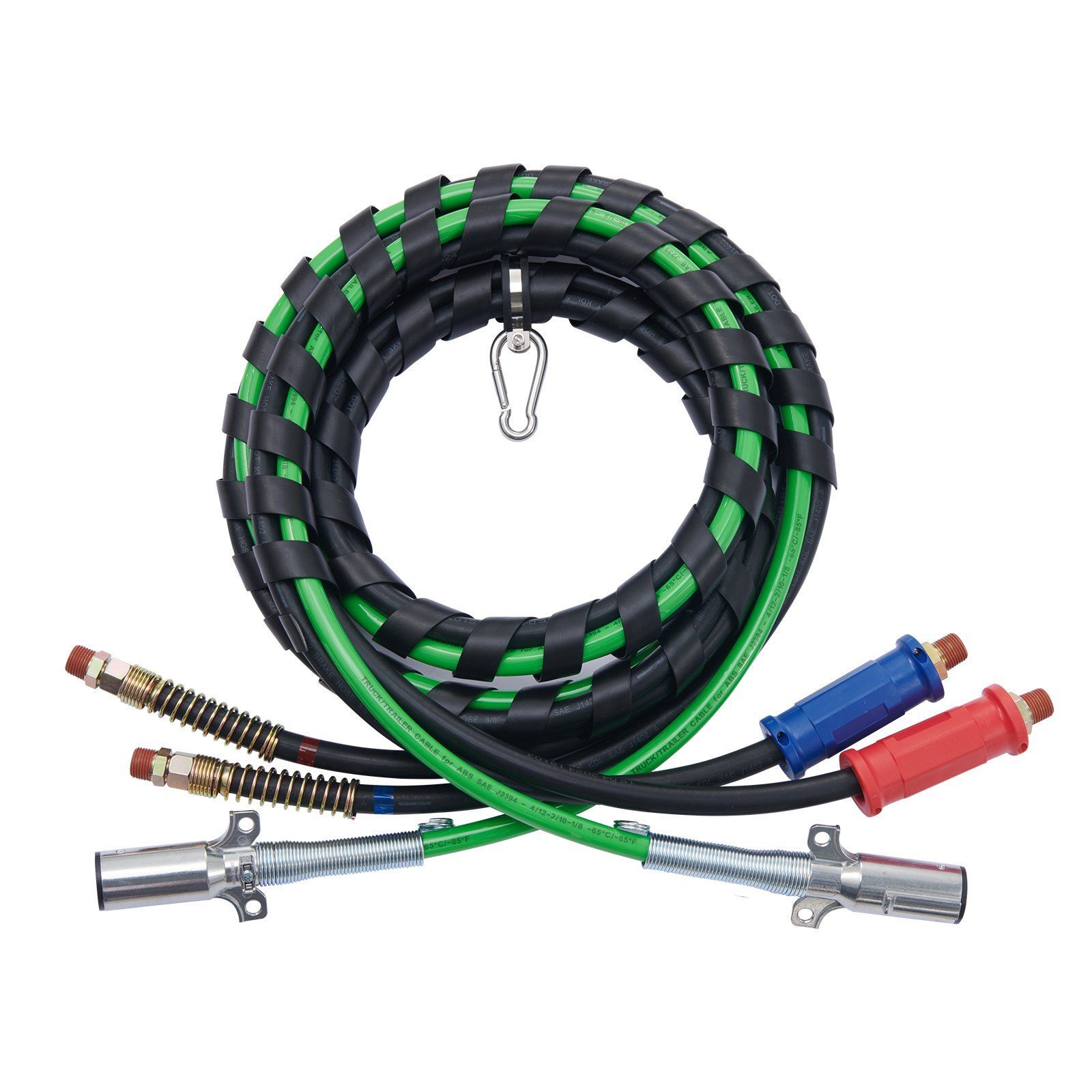 12FT 3-in-1 Air Hoses & 7 Way ABS Power Line Kit for Semi Trucks