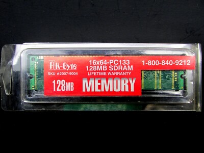 RK-Byte, 128MB, 16x64, SDRAM, PC 133, Memory Card / Module, NEW