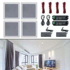 4 Speakers 5.25" Bluetooth Ceiling / Wall Speaker Kit, Flush Mount 2-Way Home
