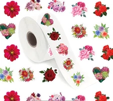 500 PCS Carton Flower Stickers Roll Self Adhesive