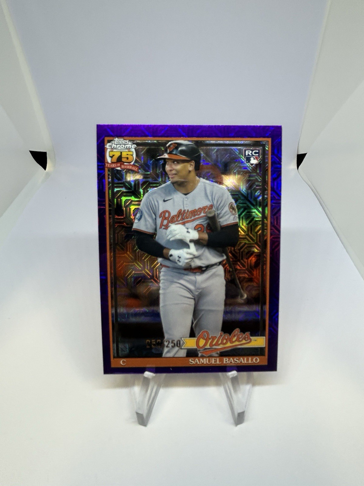 2026 Topps Series 1 Mojo Samuel Basallo #91C-30 Mojo Purple Parallel /250 RC