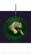 8" White Tiger Jungle Mandala Wind Spinner – Striking 3d