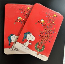 3 Pkgs CHRISTMAS Snoopy Woodstock Lighted Tree Hallmark Card Postcards 60 Cards