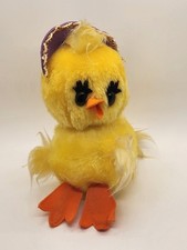 Vintage 1980's HTF Dakin Baby Easter Chick w/Purple Bonnet Plush Made in Japan