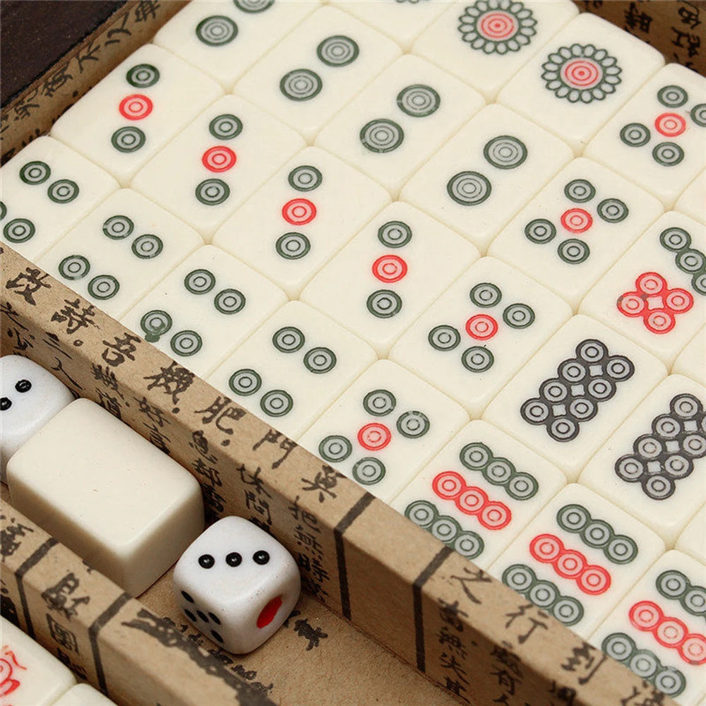 Mah-Jong 144 Tuiles Chinoises Avec Boîte – Grandes Tuiles 1,9x1,1x1,3 Cm, étui 21,7x14,5x4 Cm, Pour Adultes