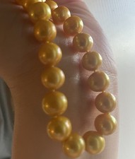 Natural Golden South Sea Pearl Necklace 11-12mm AAAA 14k 18”