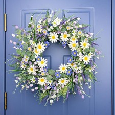 22 Inches Spring Wreaths for Front Door Blue Spring Door Wreath Summer Floral
