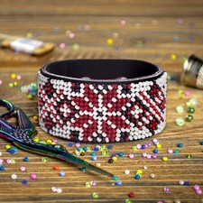 DIY Bead embroidery kit on artificial leather Bracelet