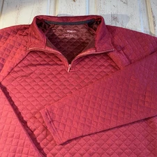 Mens NOMAD Quilted Fleece 1/4 Zip Pullover Fleece Red Burgundy Size XL