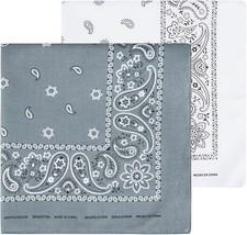 Levi's Mens 100 Cotton Bandana   Headband, Wrap, Protective Cove Gray/White