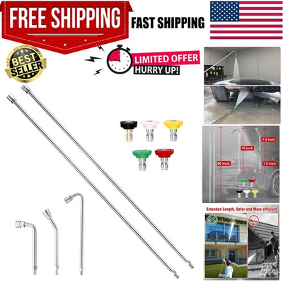 #ad 120quot; Pressure Washer Extension Wand Power Washer Extension Pole with 5 Nozzl... $68.87