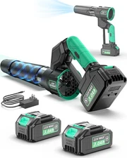 Electric Leaf Blower Cordless, Brushless Motor 2× 3.0Ah Batteries, Lightweigh...