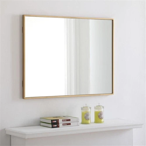 Elegant Decor Monet 32" x 24" Rectangle Metal Frame Mirror in Brass - Picture 9 of 12