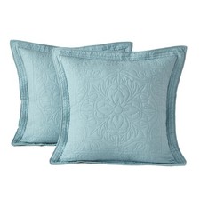 WINLIFE 100 Cotton Quilted Euro Sham Covers, 2 Pack Cotton 26'' x 26'' Pillo...