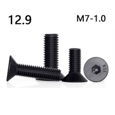 M7-1.0 Black 12.9 Steel Hex Socket Bolts Countersunk Flat Head Screws