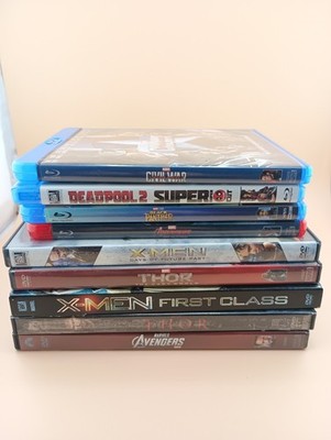 Marvel Movie Lot 9 DVD/Blu Ray lot Thor, Deadpool, Avengers, Xmen, Captain Ameri