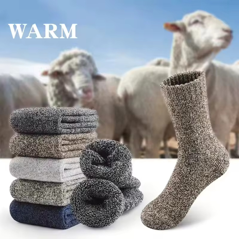 3 Pairs Men’s Winter Warm Thick Wool Socks Towel Bottom Anti-Cold Snow Socks image 4