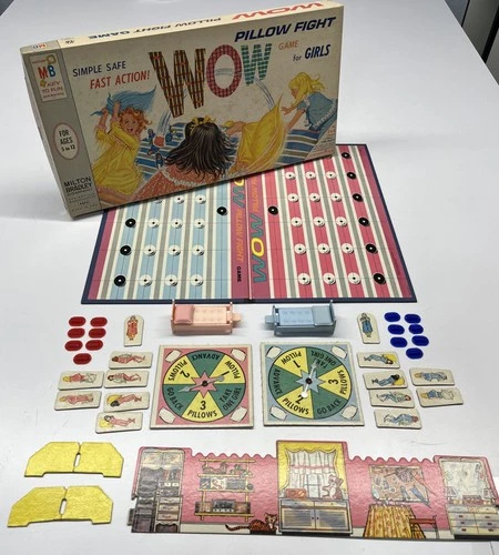 WOW Pillow Fight Game For Girls Board Game Milton Bradley Vintage 1964 COMPLETE!