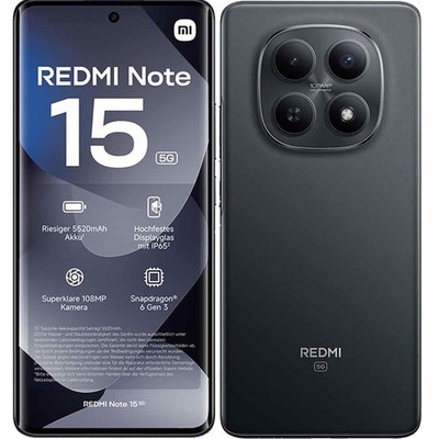 Xiaomi Redmi Note 15 5G Black 256GB + 8GB Dual-Sim Factory Unlocked GSM NEW