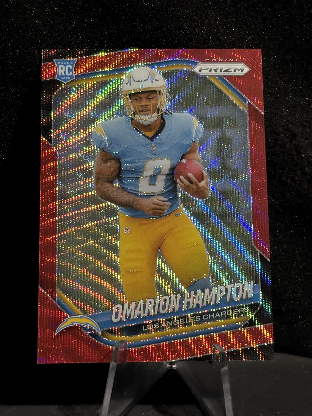 2025 Panini Prizm - Rookies Omarion Hampton #355 Red Wave Prizm /149 (RC)