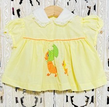    Vintage Baby Girl 3-6M Yellow Dress Duck Chicks Appliqu    Easter Summer