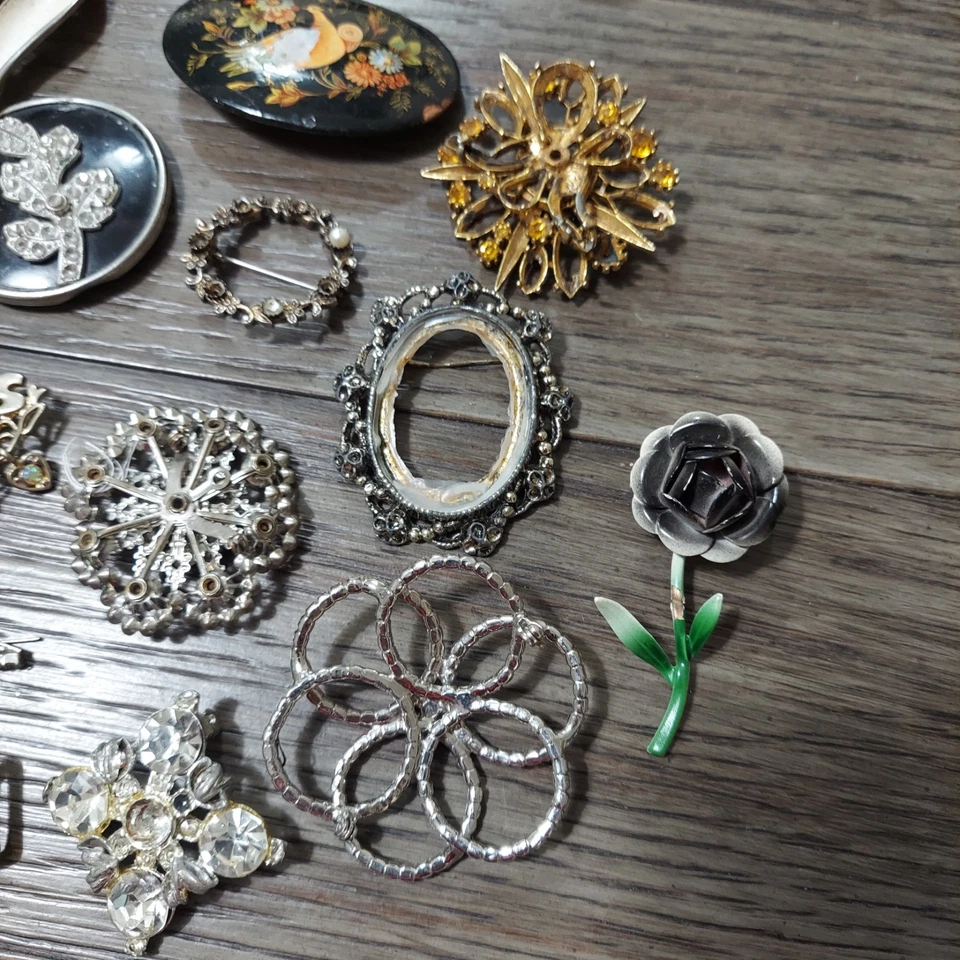 Lote De Broches, Pendientes, Collares y Pulsera De Colección Estrás Multicolor (M) Foto 4 de 4