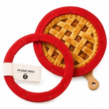 CARGEN Adjustable Silicone Pie Crust Shield Edge Protector 2 Pcs Red