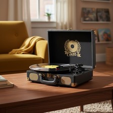 Vinyl Record Player Bluetooth Turntable Portable 3-Speed Suitcase with Built-...