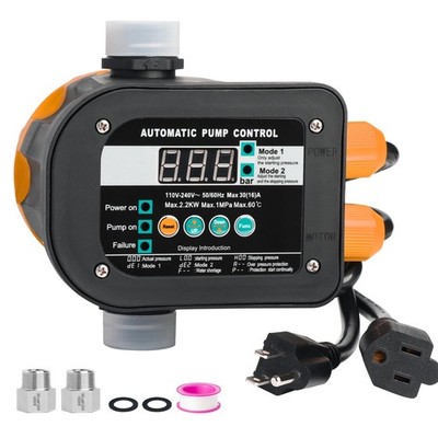 WiseWater 110v-240v Automatic Water Pump Controller with 2 Modes Digital Disp...