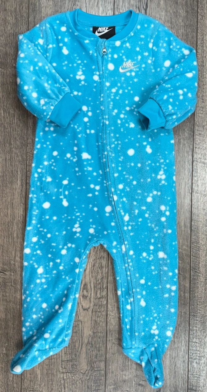Baby Boy Clothes Nwot Nike 9 Month Fuzzy Blue White Footed Outfit