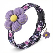 Small Dog Collar with Flower Cute Adjustable Puppy Collar Pendant Pet Accessory