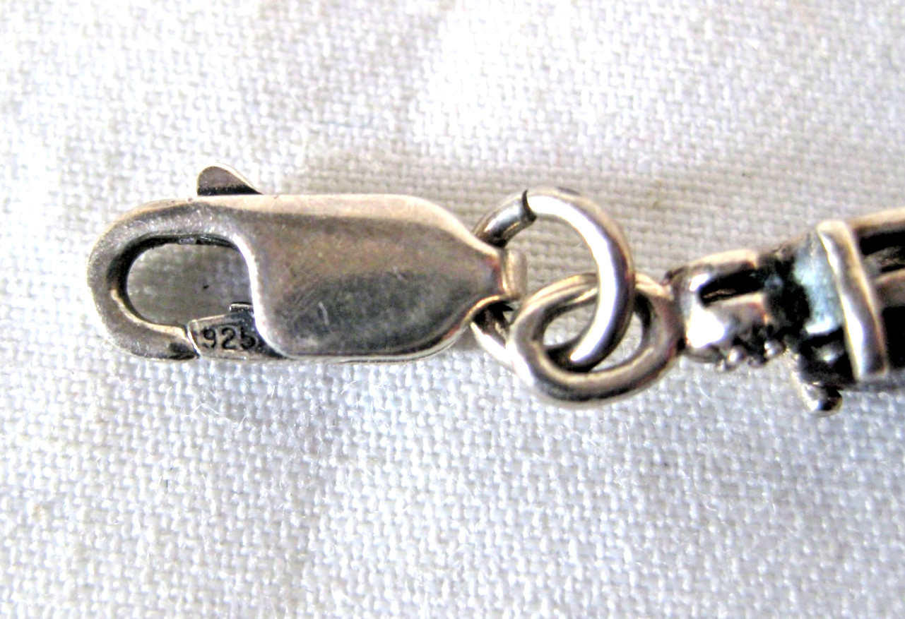 Sterling Silver 925 Bracelet Rectangular Links Ov… - image 6