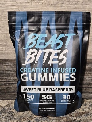 Beast Bites Creatine Gummies Sweet Blue Raspberry 150ct Sealed Exp 03/2027 NEW