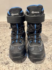 Quest Menace Winter Snow Boots Waterproof Bungee laces Black Blue Youth Sz 2
