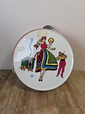 US Metal Toy Tin Tambourine Noisemaker Halloween New Years Gypsy Dancer 6 1/2"