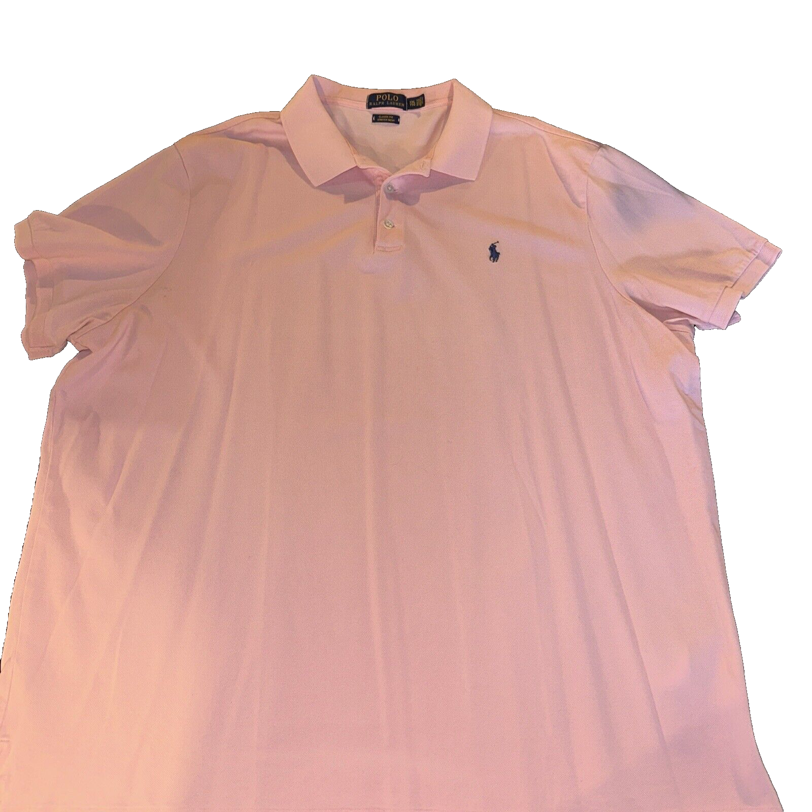 Camicia da golf Ralph Lauren rosa nuova con etichette maglia piqué blu pony taglia XXL Preppy Core
