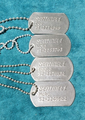 True Heroes Sentinel 1 Metal Lot Of 4 Dog Tags Ice Wolf Eagle Mako