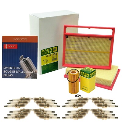 Mann Engine Air & Oil Filters & Denso Set of 24 U-Groove Conv Spark Plugs