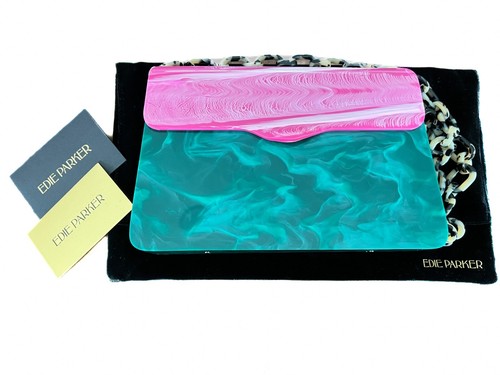 $2,250 Edie Parker Acrylic Bag Clutch Hardbody Lady Pink Malachite & Tortoise - Picture 10 of 13